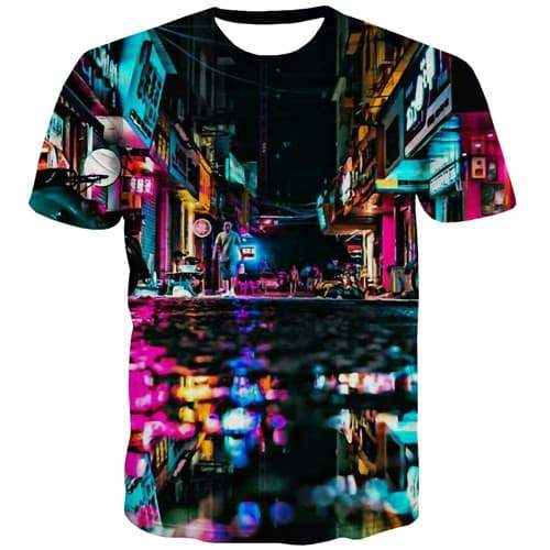 City T-shirt Men Graffiti Shirt Print Black Tshirts Cool Pent Tshirt Anime Rock Tshirts Casual Short Sleeve Hip hop Men/women - KYKU