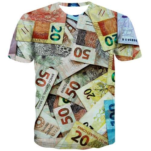 Money T shirts Men Brazil T shirts Funny Harajuku Tshirts Casual Abstract Tshirts Cool Vintage Tshirt Anime Short Sleeve - KYKU