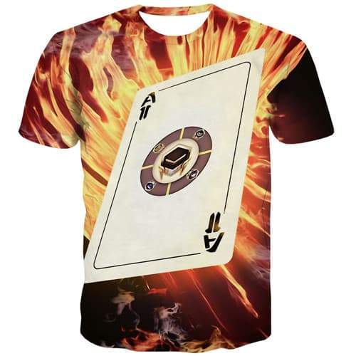 Card T shirts Men Poker Shirt Print Flame T shirts Funny Galaxy Space T-shirts Graphic Gothic T-shirts 3d Short Sleeve Hip hop - KYKU