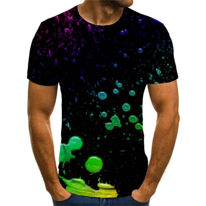 shirt abstract  top tee personality  fun geometric colorful art Casual men's art costume