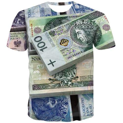 Money T shirts Men Harajuku T-shirts 3d Poland Tshirts Novelty Colorful Tshirts Casual Gothic Shirt Print Short Sleeve Fashion - KYKU