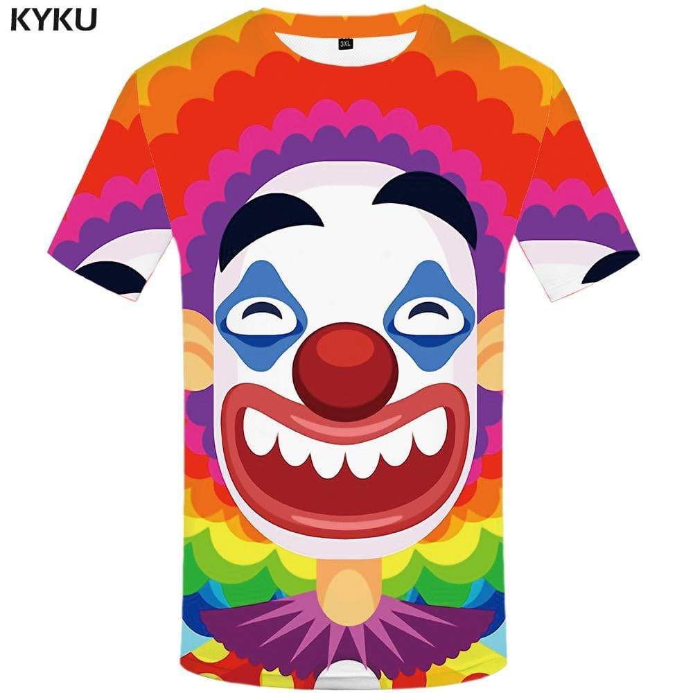 Clown T-shirts Men Cartoon Tshirts Print Colorful Tshirt Anime Art T shirts Funny T-shirt 3d Mens Clothing Graphic Unisex Cool - KYKU