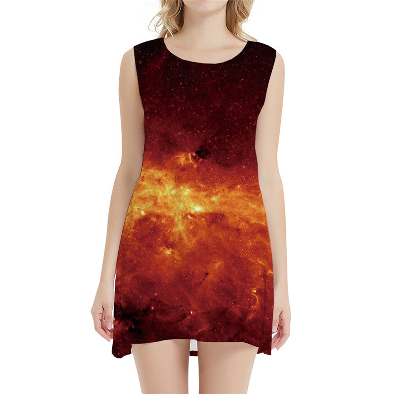 Galaxy Dress Women Flame Vestido Sexy Gothic Short Space Office Womens Clothing Elegant