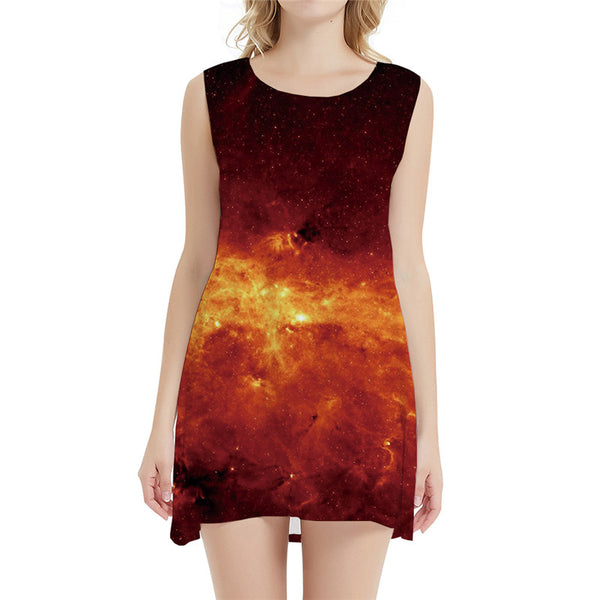 Galaxy Dress Women Flame Vestido Sexy Gothic Short Space Office Womens Clothing Elegant