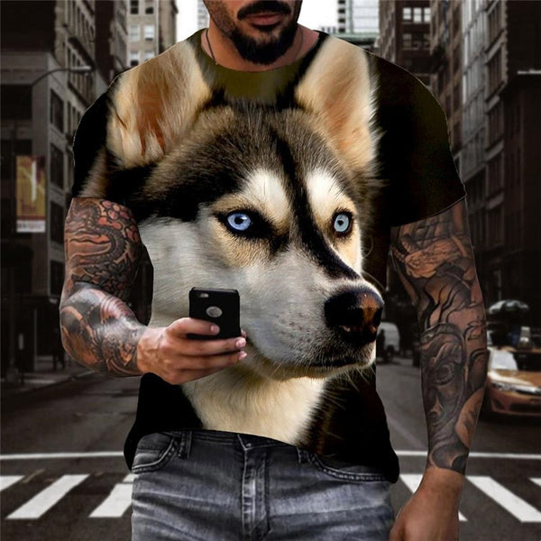 
Husky dog t shirt Casual Puppy Cute Pets Casual big Smart Husky dogs art costume men
                