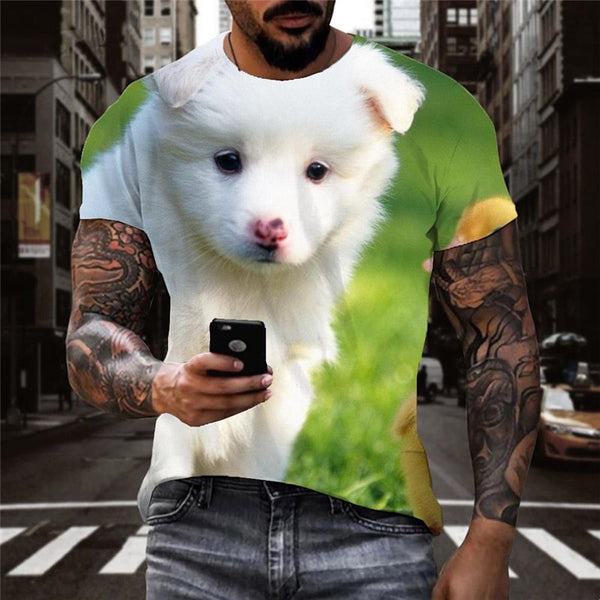 
Little White dog t shirts Cool Puppy Cute Pets art costume big Smart dogs Casual man
                