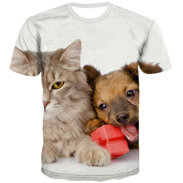 
shirt animal docile pets Funny 3D t shirt Cool art costume men cat and dog
                