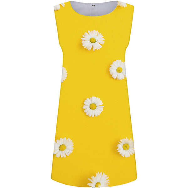 Flower Dress Women Yellow Sexy Harajuku Party Rock Vestido Sexy Womens Clothing Vintage