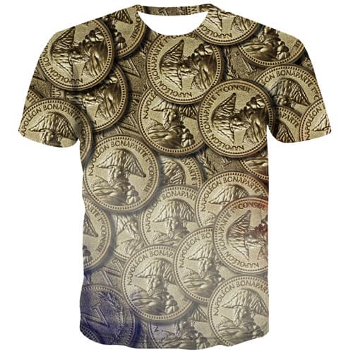 Money T shirts Men France Tshirt Anime Metal Tshirts Novelty Harajuku Tshirts Cool Gothic T-shirts 3d Short Sleeve Punk Rock - KYKU