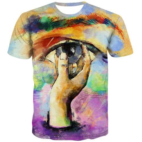 Eye T-shirt Men Abstract T-shirts Graphic Painting Tshirts Novelty Harajuku Shirt Print Gothic Tshirt Printed Short Sleeve - KYKU