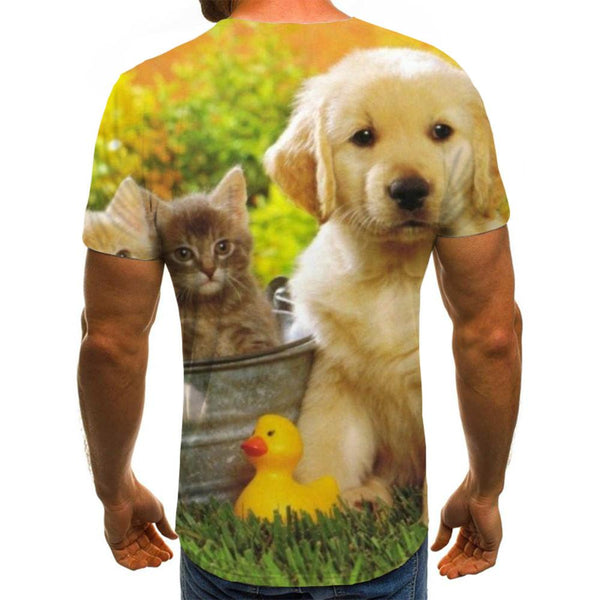 
animal t shirtCasual docile petsCasual cat and dog art costume men
                