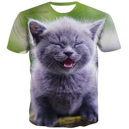 Animal T shirts Men Cat Tshirts Cool Lovely Tshirts Novelty Funny T-shirts Graphic Anime Clothing Tshirts Casual Short Sleeve - KYKU