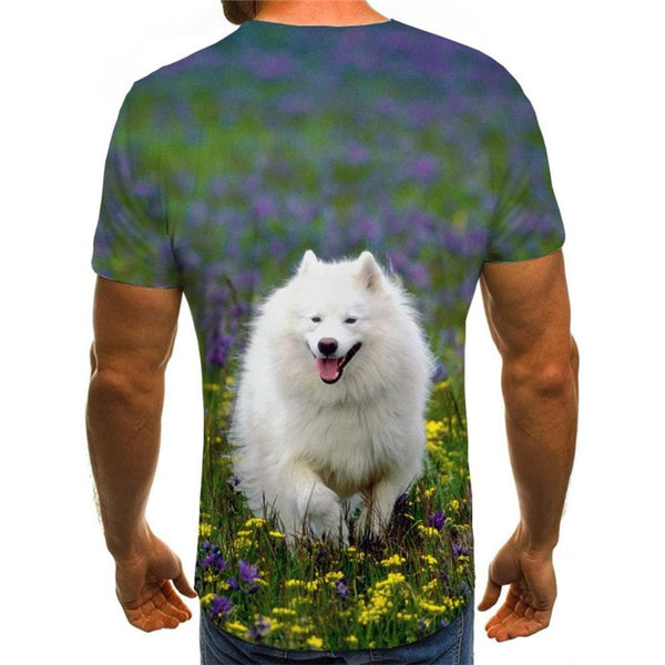 
Little White dog tshirt Puppy Cute Pets top tee Casual man art costume big Smart dogs
                