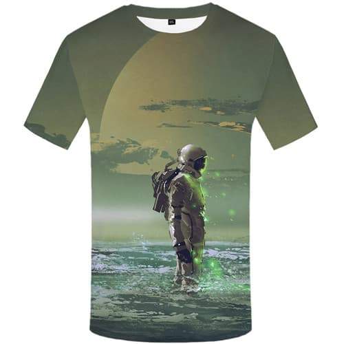 Astronaut T-shirt Men Galaxy Space Shirt Print Ocean Tshirts Casual Gray Tshirt Printed Moon T shirts Funny Short Sleeve Hip hop - KYKU