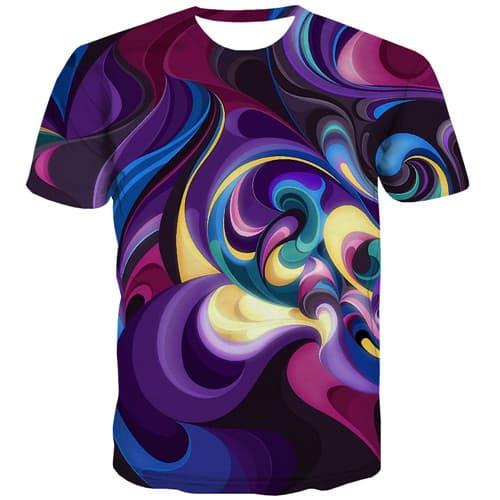 Psychedelic T shirts Men Abstract Shirt Print Colorful Tshirt Printed Harajuku T-shirts 3d Short Sleeve T shirts Men/women Tee - KYKU