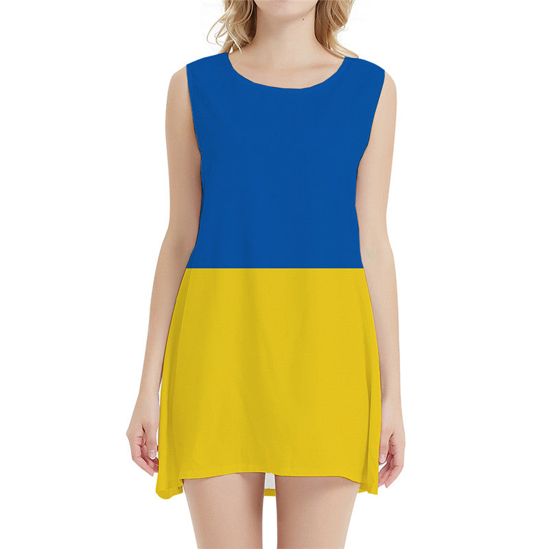 Union Flag Dress Women Ukraine Sundress Harajuku 3d Print Gothic Vestido Sexy Womens Clothing Mini Evening