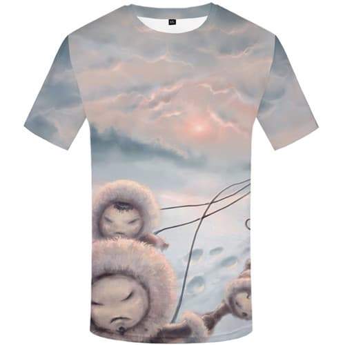 Northern Lights T-shirt Men Aurora Tshirts Casual Colorful T shirts Funny Animal Tshirts Cool Art Tshirts Novelty Short Sleeve - KYKU