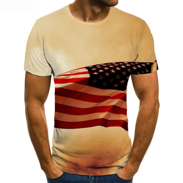 Usa T shirt Men National Flag Anime Clothes Cloud Tshirt Printed Short Sleeve