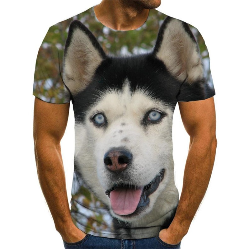 Husky dog shirt Puppy Cute Pets clothing big Smart Husky dogs Casual art costume men