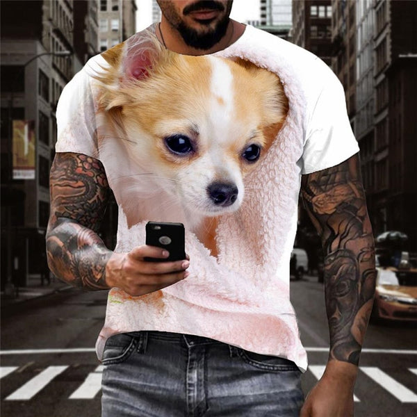 
shirts dog Puppy Cute animal Casual shirt 3D male Casual big Smart dogs art costume
                