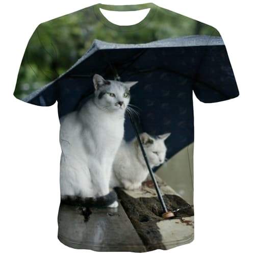 Cat T-shirt Men Animal Shirt Print Funny T shirts Funny Harajuku Tshirts Novelty Street Tshirts Casual Short Sleeve Punk Rock - KYKU