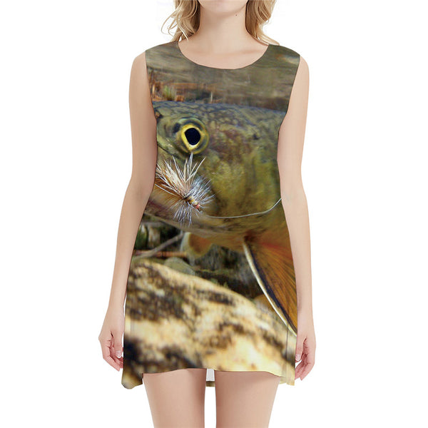 Fish Dress Women Ocean Office Tropical Sexy Animal Beach Fishinger Sundress Womens Clothing Vintage