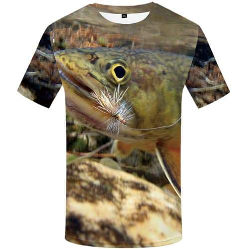 Fish T-shirt Men Ocean Shirt Print Tropical T-shirts 3d Animal T shirts Funny Fishinger T-shirts Graphic Short Sleeve summer - KYKU