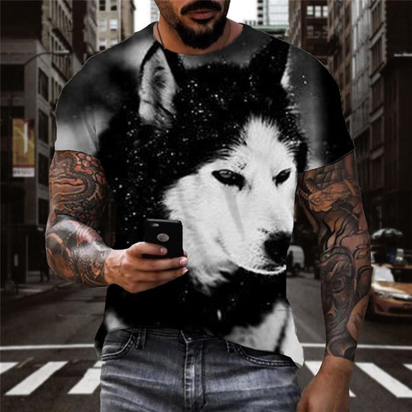 
Husky dog tshirts Print clothes Puppy Cute Pets art costume men Casual big Smart Husky dogs
                