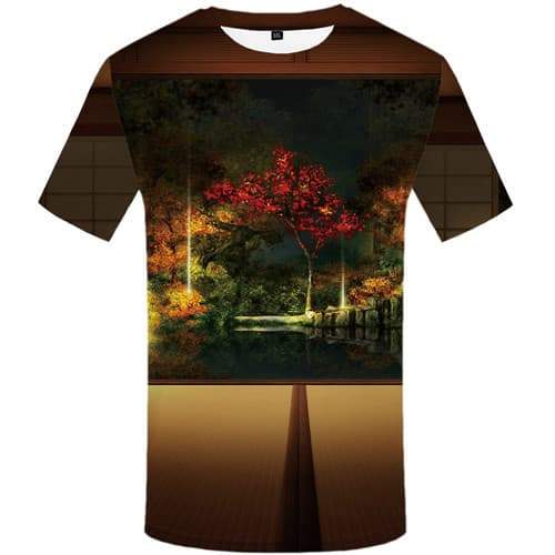 Meditation T shirts Men Buddha Tshirt Printed Forest Tshirts Cool Flower T shirts Funny Harajuku Shirt Print Short Sleeve - KYKU