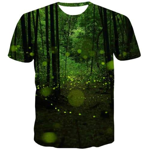 Forest T-shirt Men Plant Tshirt Printed Green Shirt Print Novel T-shirts Graphic Retro Tshirts Casual Short Sleeve Full Print - KYKU