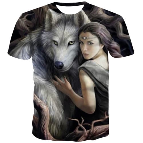 Wolf T shirts Men Character Tshirts Novelty Animal Tshirts Casual The Film T-shirts Graphic Gothic Tshirts Cool Short Sleeve - KYKU