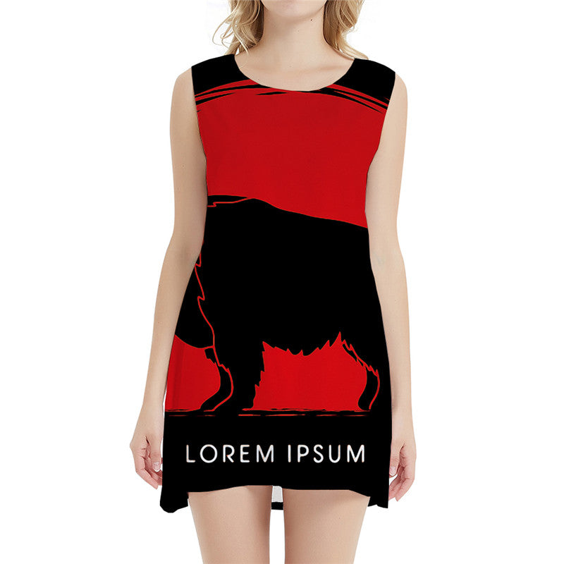 Bear Dresses Women Animal Bodycon Dress Black Sundress Gothic Ladies Dresses Womens Clothing Club