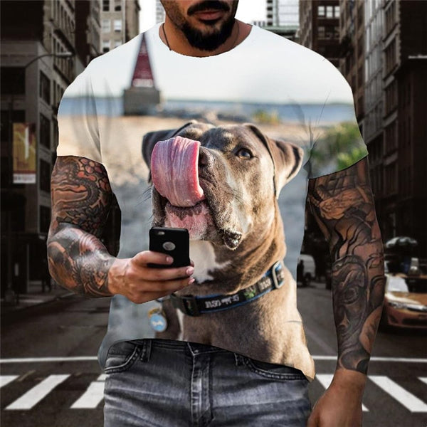 
dog shirt Puppy Cute animal top tee big Smart dogs Casual art costume men's
                