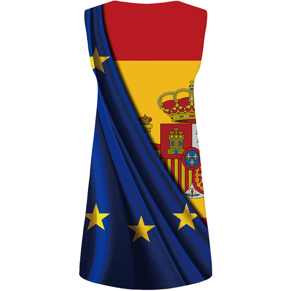 
Spanish Flag Dress Women Star Boho King 3d Print Colorful Office Womens Clothing Vintage
                
