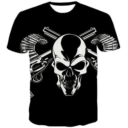 Skull T-shirt Men Military Tshirt Printed Hip Hop T shirts Funny Punk Rock T-shirts 3d Gothic Tshirts Cool Short Sleeve T shirts - KYKU