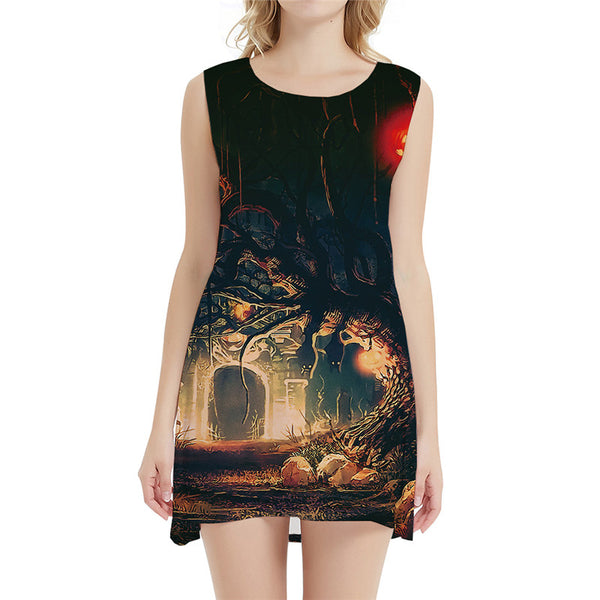 Halloween Dress Women Tree 3d Print Party Tank Harajuku Boho Womens Clothing Elegant