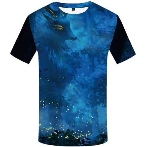 Deer T-shirt Men Forest T shirts Funny Animal Tshirt Printed Harajuku Tshirts Casual Abstract Tshirts Cool Short Sleeve Fashion - KYKU