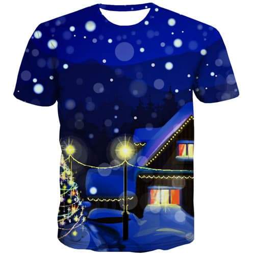 Galaxy T-shirt Men Snowflake Tshirts Cool Christmas T-shirts Graphic Anime T-shirts 3d Funny Tshirts Casual Short Sleeve - KYKU