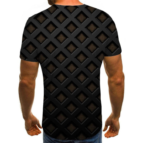 
black grid pattern t shirt Cool special texture different Casual men art costume
                