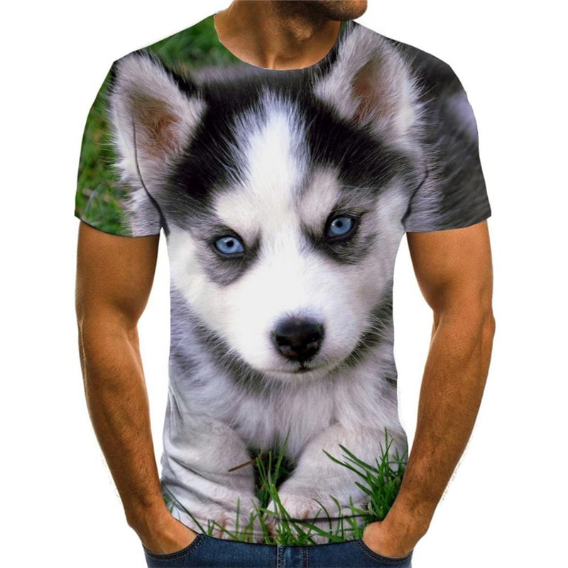 shirt Husky dog clothing Puppy Cute Pets big Smart Husky dogs Casual men art costume