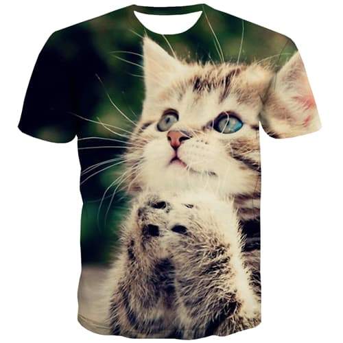 Cat T-shirt Men Lovely Tshirts Novelty Animal T-shirts Graphic Cartoon Tshirts Cool Funny Shirt Print Short Sleeve Hip hop Men - KYKU