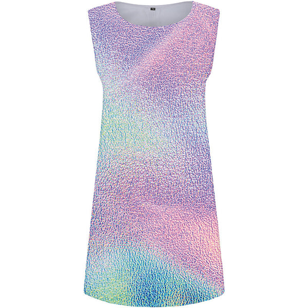 Reflective Dress Women Psychedelic Vestido Sexy Colorful Party Harajuku Korean Style Retro Tank Womens Clothing Tassel