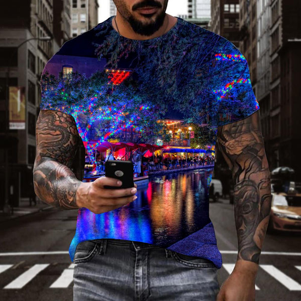 
street lighting t shirt festival Cool Casual Christmas men art costume
                