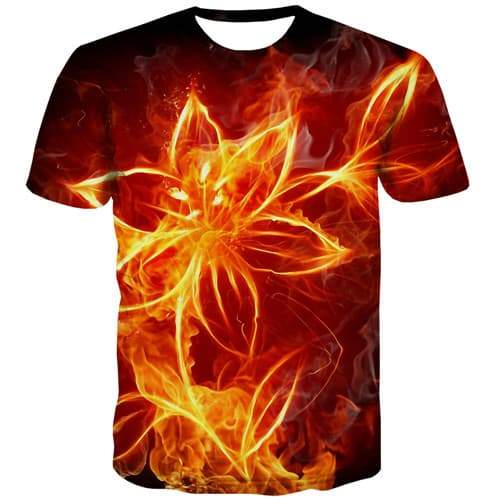 Fire T shirts Men Flame Tshirts Cool Harajuku Tshirt Printed Gothic T-shirts 3d Casual T shirts Funny Short Sleeve Fashion Mens - KYKU