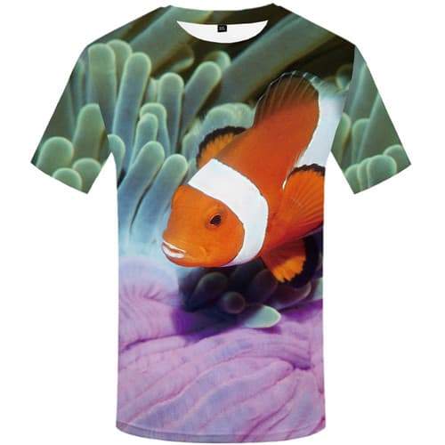 Fish T shirts Men Colorful Tshirts Cool Animal T shirts Funny Tropical Tshirts Casual Graffiti T-shirts 3d Short Sleeve T shirts - KYKU