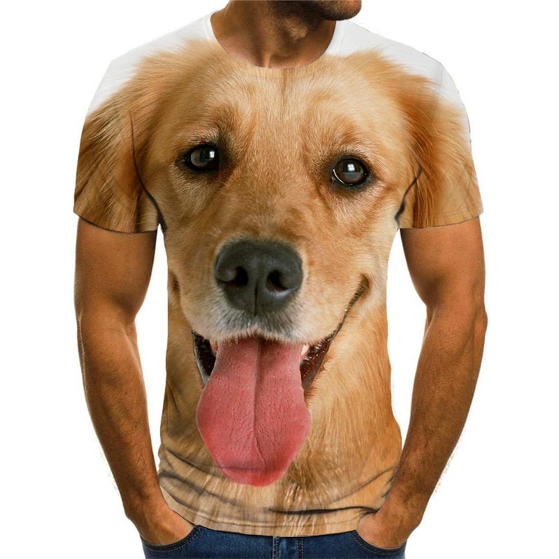 shirts Golden Retriever dog t shirt 3D Puppy Cute Pets men Casual big Smart dogs art costume