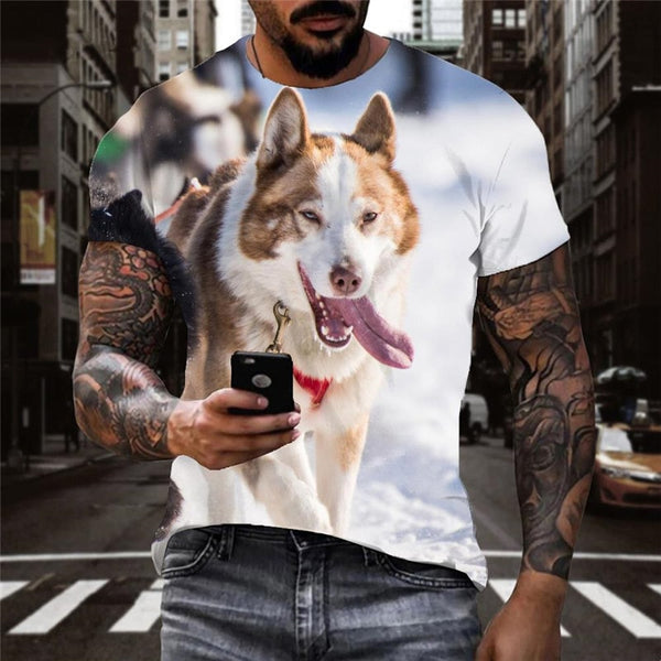 
t shirts Husky dog Puppy Cute Pets Novelty 3D shirt art costume big Smart Husky dogs men Casual
                