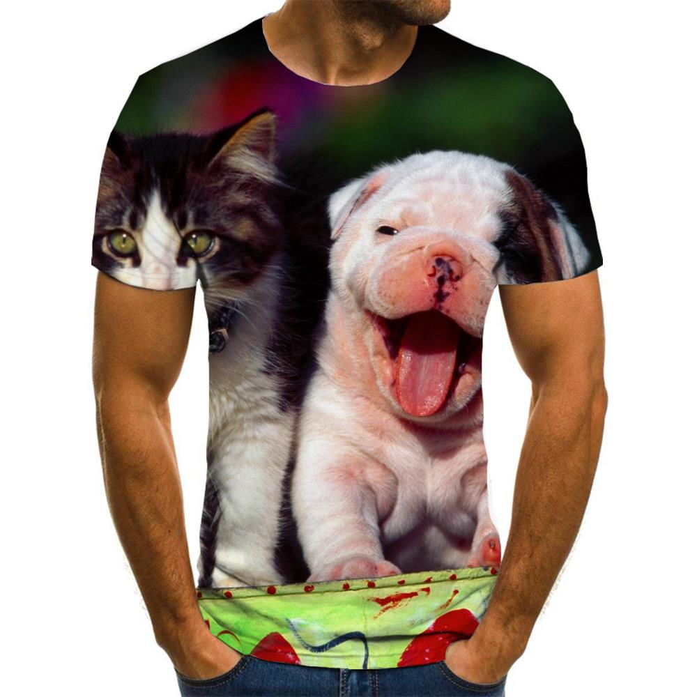 animal shirtHip hop tshirt 3D docile petsart costume Casual cat and dog men