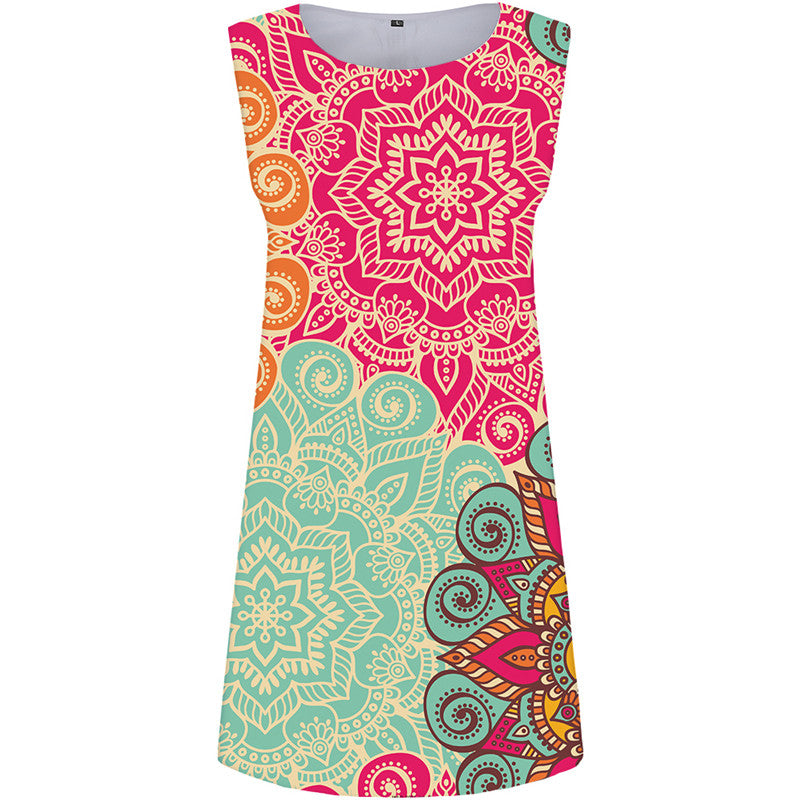 Flower Dress Women Graphics Korean Style Colorful Sundress Retro Ladies Dresses Beautiful Sexy Womens Clothing Summer