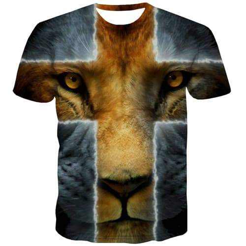 Animal T-shirt Men Ferocious T-shirts Graphic Cartoon Shirt Print Harajuku T shirts Funny Short Sleeve Hip hop Mens Digital Slim - KYKU